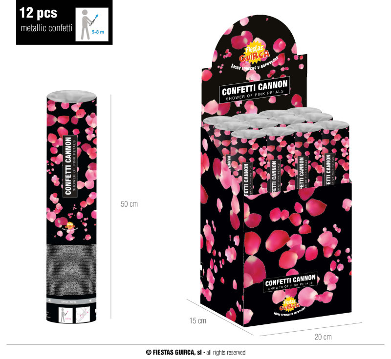 Doplňky na karneval - Fiestas Guirca Vystřelovací konfety růžové 50 cm 6924