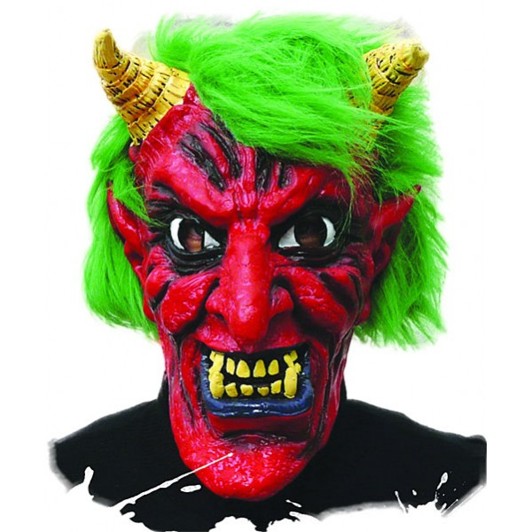 Karnevalové masky, latexové masky - Fiestas Guirca Maska čertí  latexová s vlasy  D