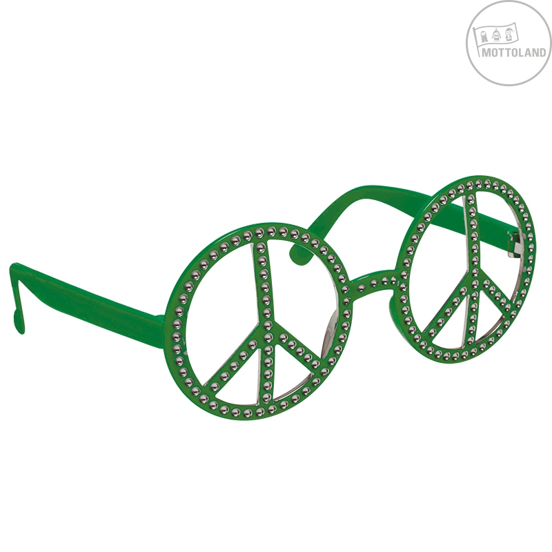 Doplňky na karneval - Mottoland Brýle Hippie s kamínky zelené