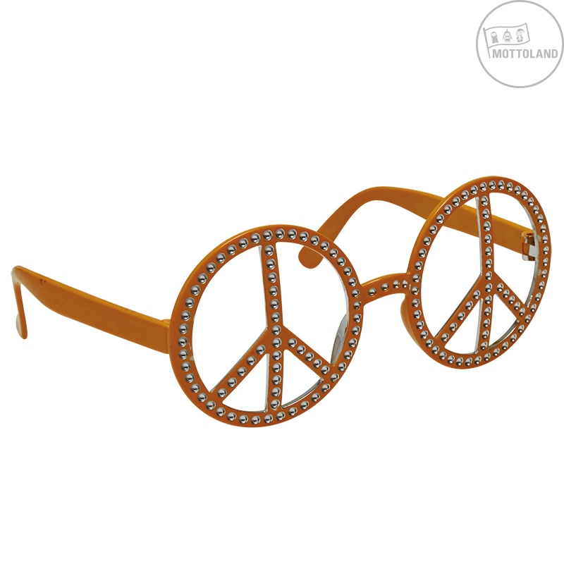 Doplňky na karneval - Mottoland Brýle Hippie s kamínky oranžové