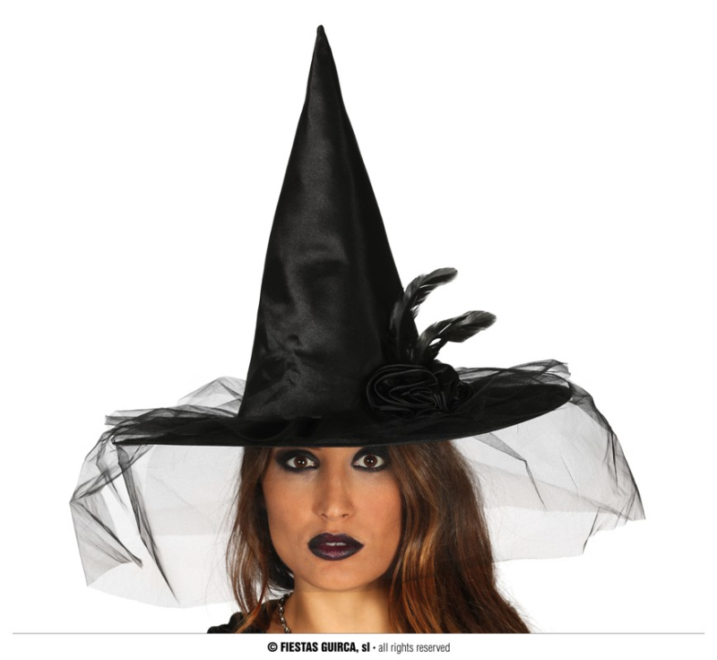 Klobouky a čepice - Fiestas Guirca Čarodějnický klobouk černý s ozdobou