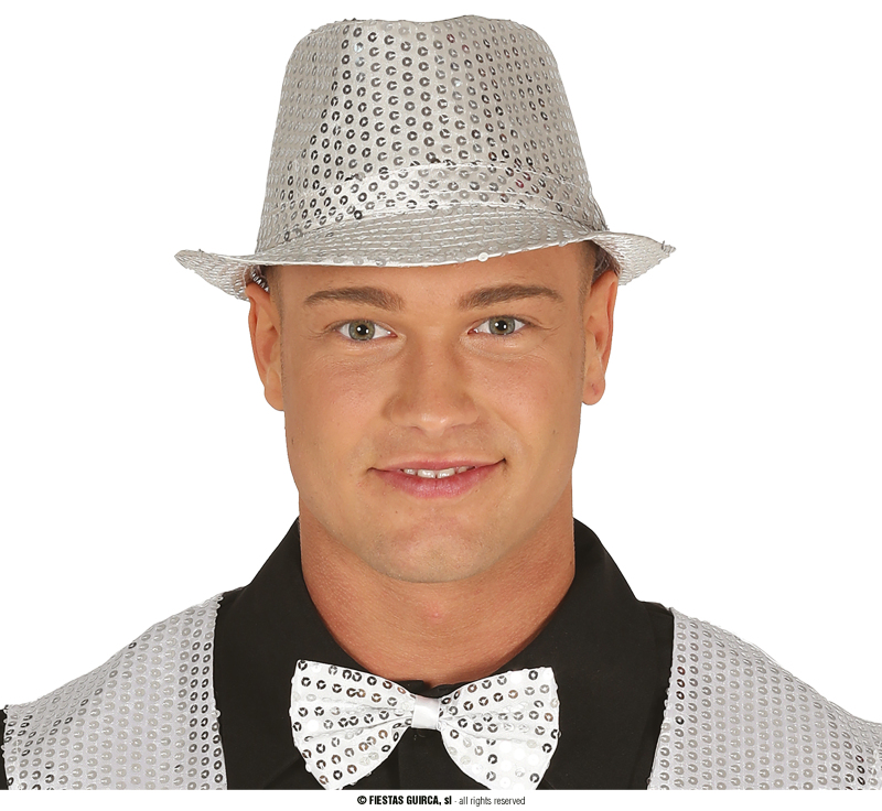 Klobouky a čepice - Fiestas Guirca Flitrový klobouk stříbrný unisex