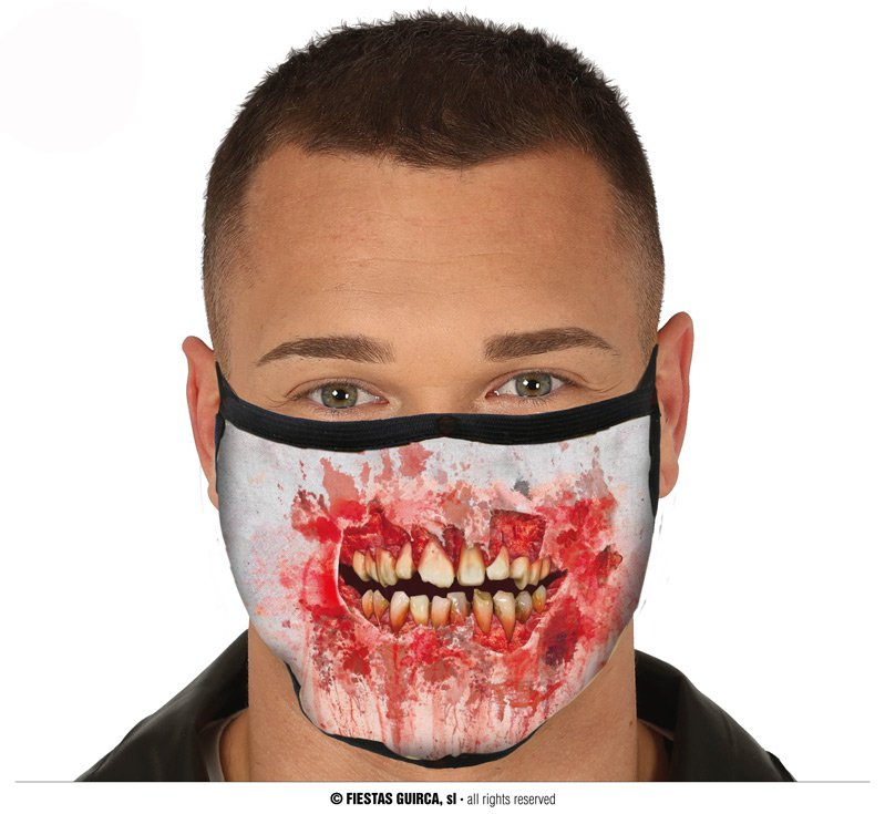 Karnevalové masky, latexové masky - Fiestas Guirca Obličejová maska - rouška s krvavými ústy