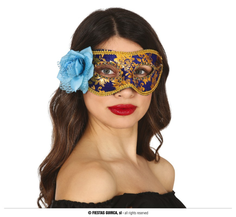 Karnevalové masky, latexové masky - Fiestas Guirca Zlatá flitrová maska s květem
