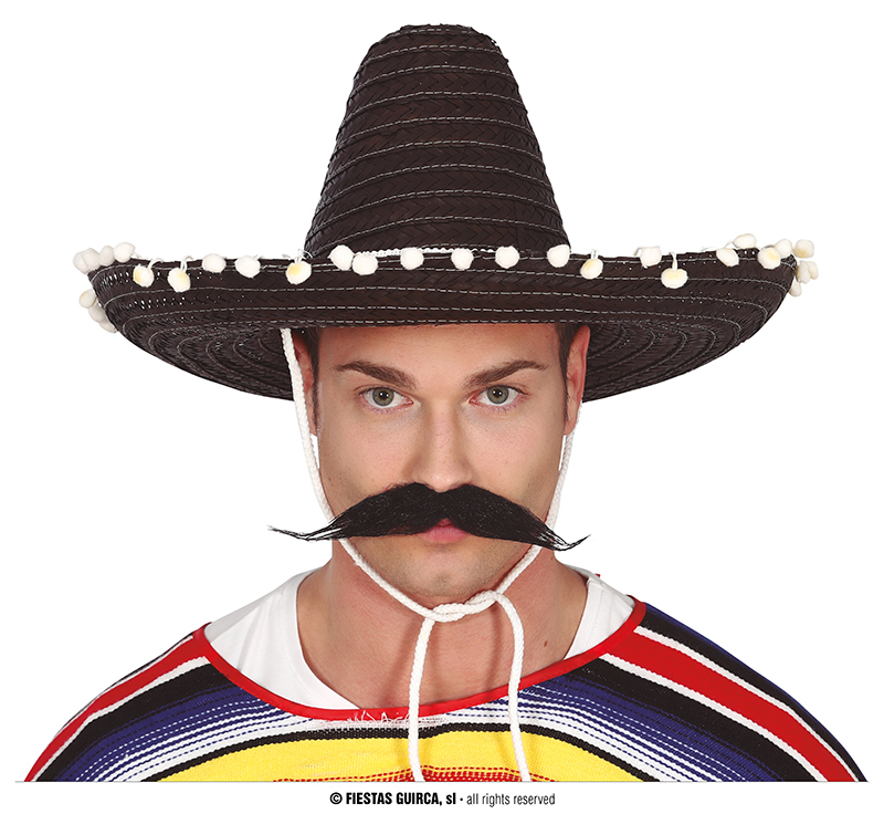 Klobouky a čepice - Fiestas Guirca Mexický slaměný klobouk černý 45 cm