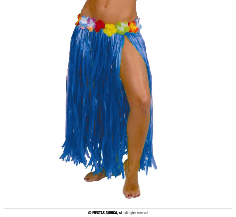 Doplňky dle zaměření - Fiestas Guirca Havajská sukně s květy modrá 75 cm