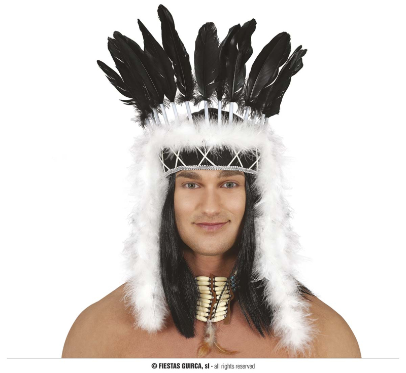 Čelenky a ozdoby hlavy - Fiestas Guirca Indiánská čelenka černo-bílá