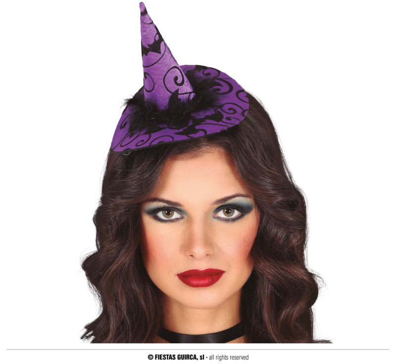 Čelenky a ozdoby hlavy - Fiestas Guirca Mini čarodějnický klobouček na sponě