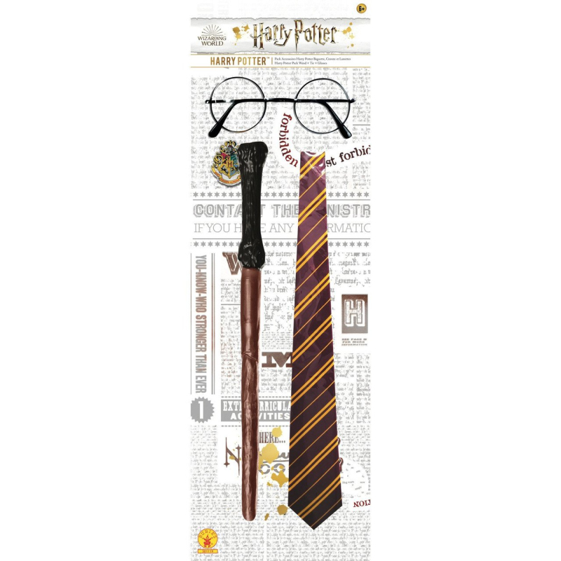 Karnevalové kostýmy - Harry Potter brýle hůlka a kravata