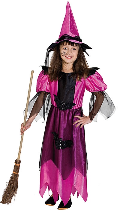 Kostýmy na karneval - Půlnoční čarodějka růžová s kloboukem