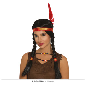 Fiestas Guirca Indiánská dámská paruka s čelenkou
