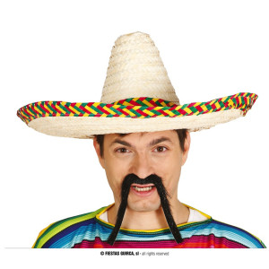 Fiestas Guirca Slaměný mexický klobouk s barevným lemem