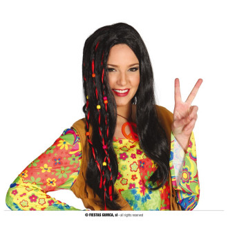 Fiestas Guirca Paruka HIPPIE černá