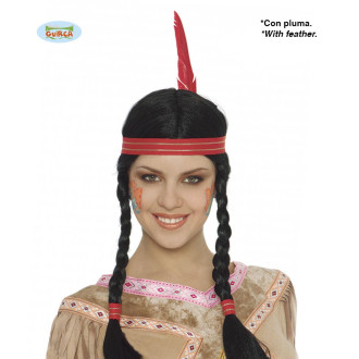 Fiestas Guirca Indiánská dámská paruka s čelenkou