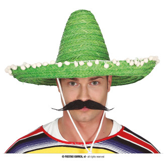 Fiestas Guirca Mexický klobouk zelený s pompony