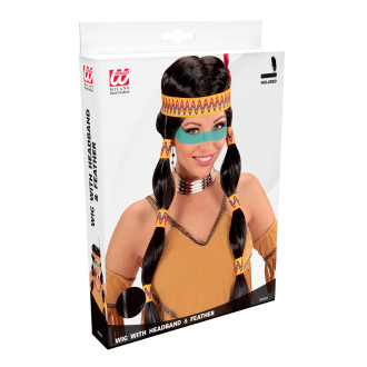 Widmann Squaw indiánská paruka s čelenkou