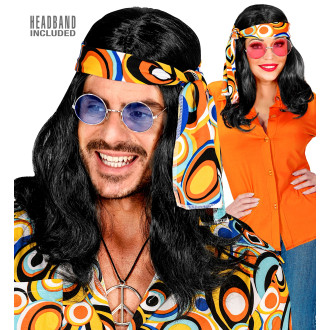 Widmann Černá disco paruka s čelenkou