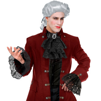 Widmann Krajkové fiží černé s drahokamem a manžetami