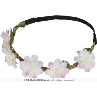 Květinová čelenka s růžovými květy