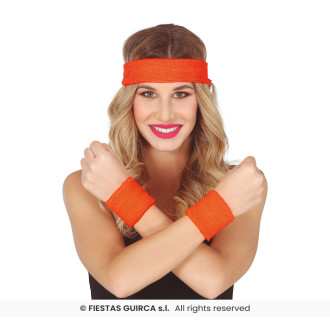 Fiestas Guirca Čelenka s pásky na zápěstí - oranž