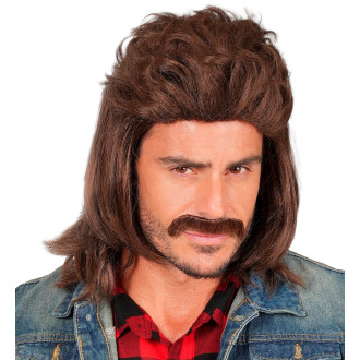 Widmann Paruka s knírem MULLET hnědá