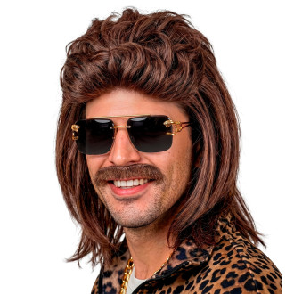 Widmann Paruka s knírem MULLET hnědá